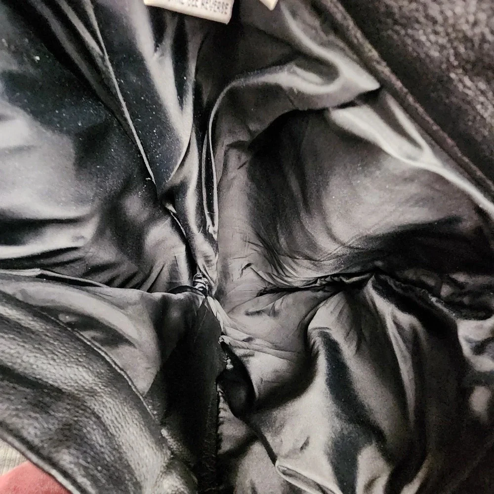 Womens Leather Pants Sz 8 (26x28) Black Lined Quiet Luxury Euro Chic Moto Biker‎